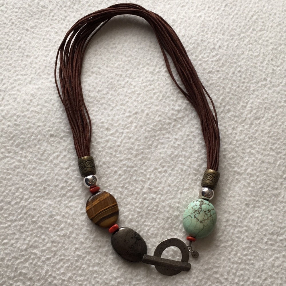 Silpada Multi Strand Cord Gemstone Necklace